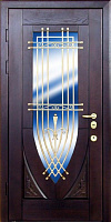 Дверь со стеклопакетом и ковкой в загородный дом ВФСКД 009